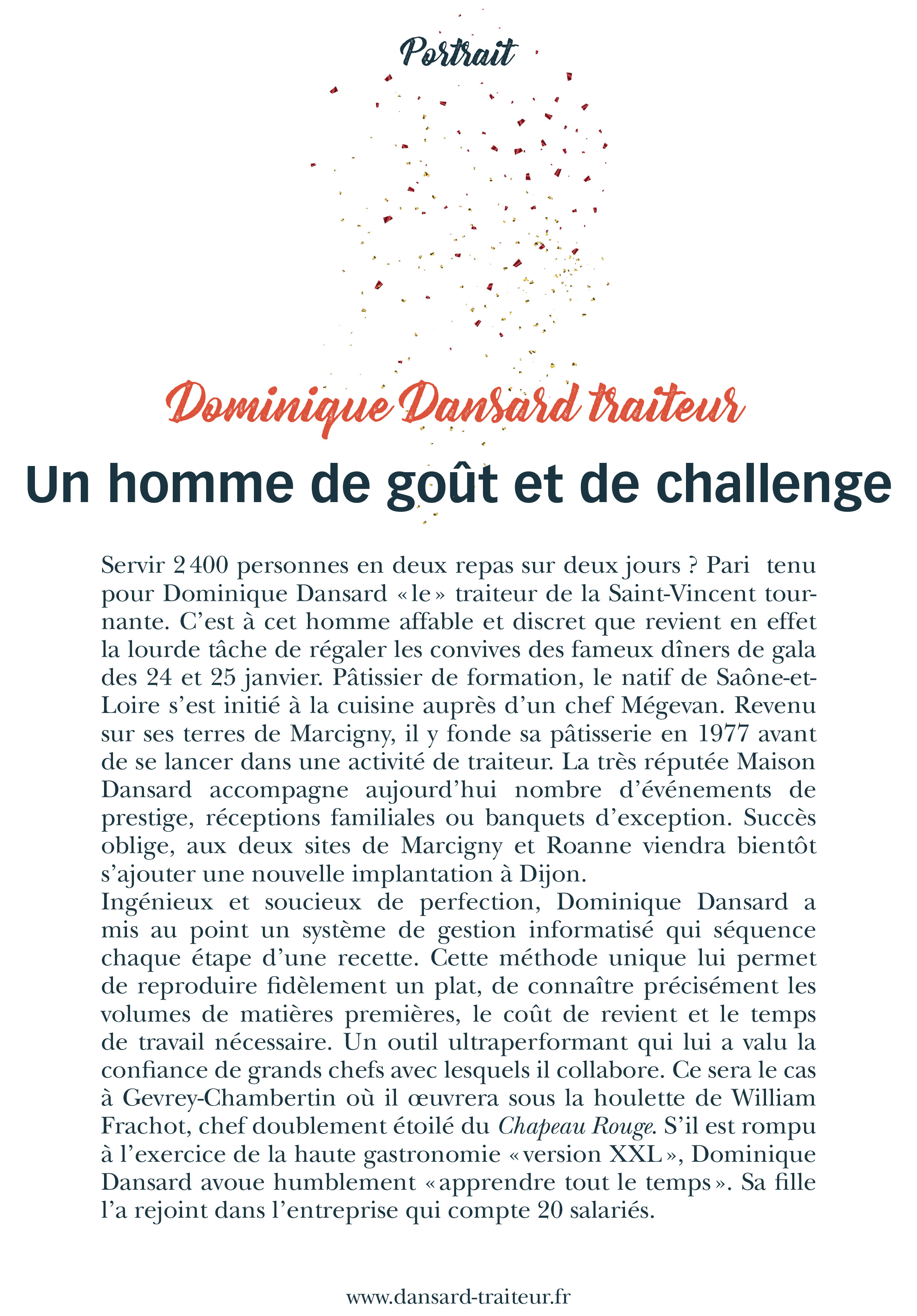 Janvier 2020 - Dominique DANSARD - Un homme de goût et de challenge